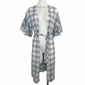 Boutique Duster Kimono Overlay Plaid Layered Look